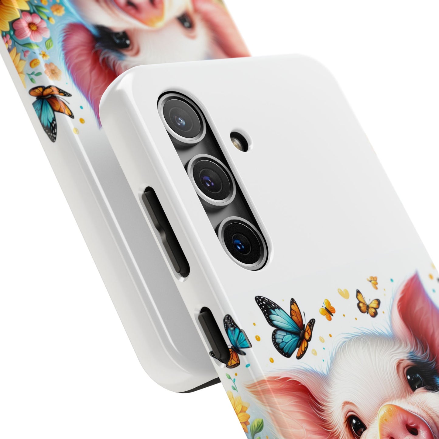 Cute Pig Surrounded With Sunflowers and Butterflies Phone Case