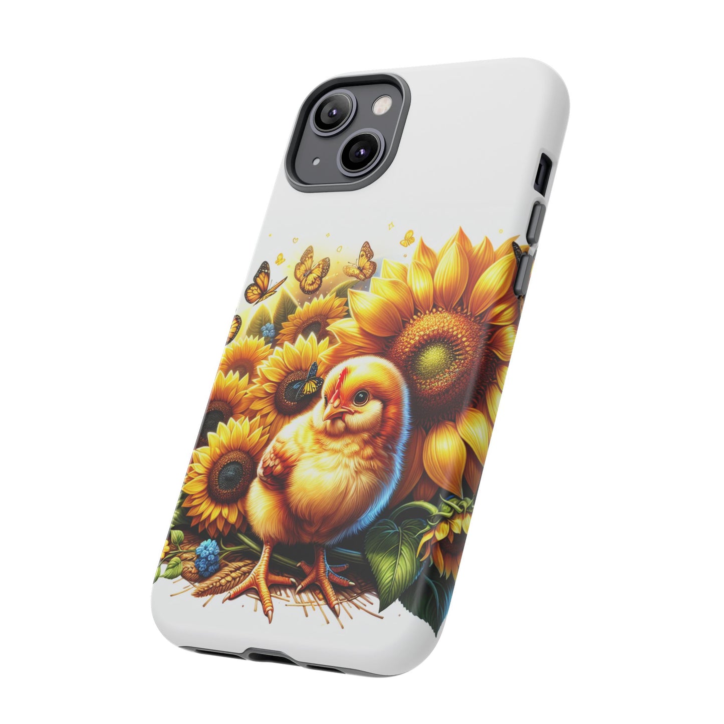 Cute Chicken With Sunflowers and Butterflies Phone Case