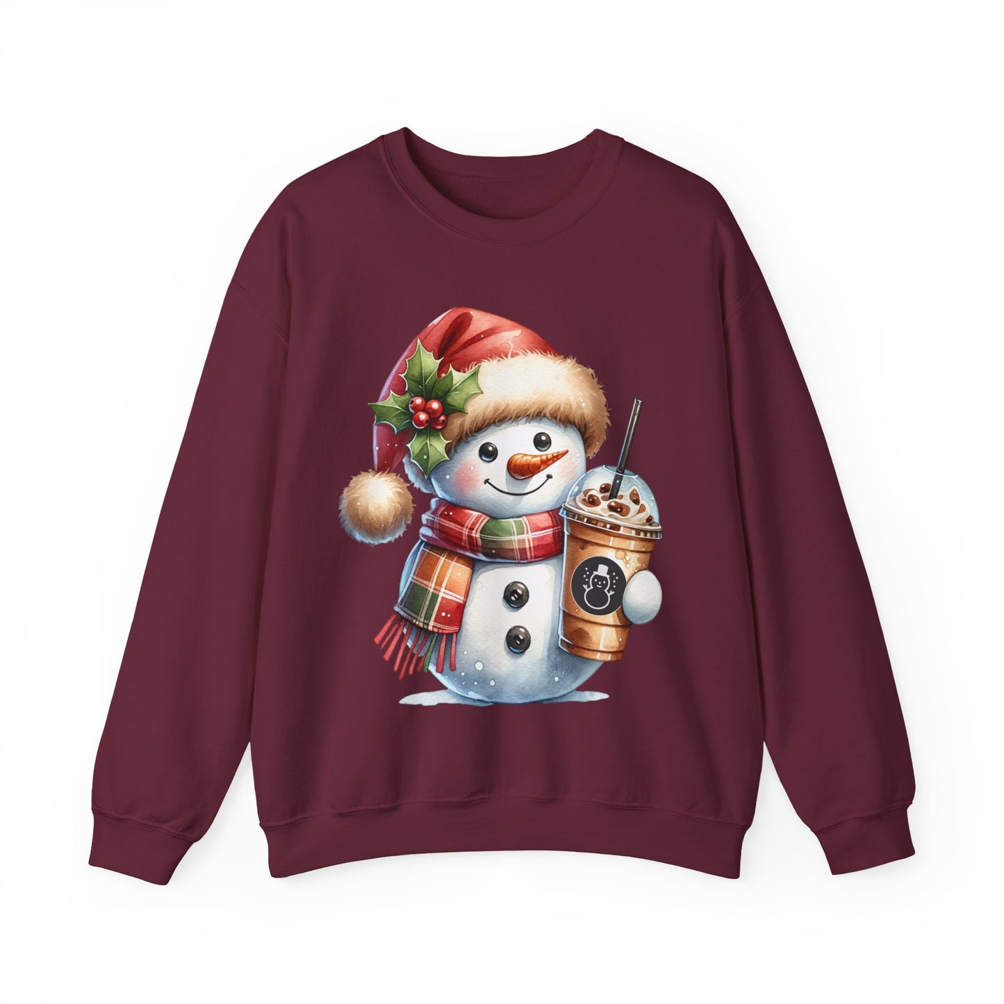 Cute Snowman Iced Coffee Sweatshirt | Winter Coffee Lover Christmas Crewneck