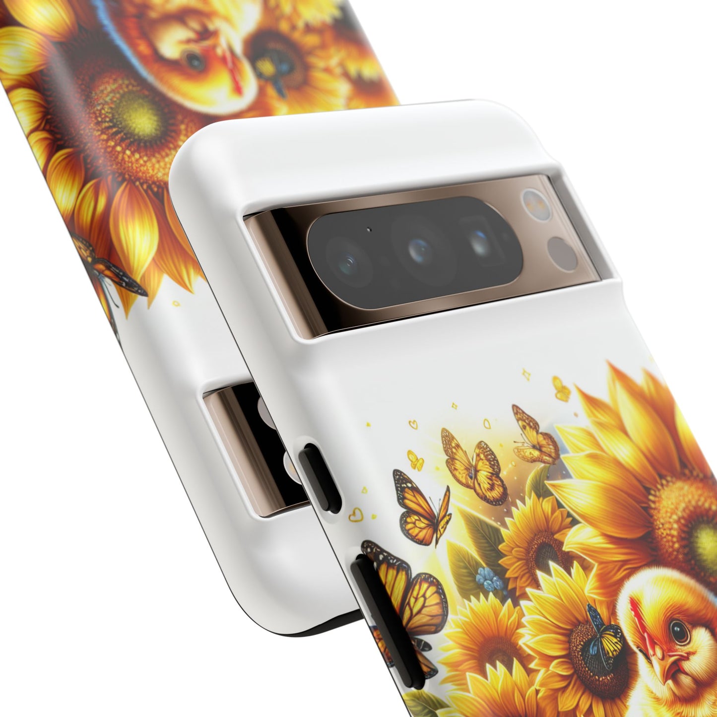 Cute Chicken With Sunflowers and Butterflies Phone Case