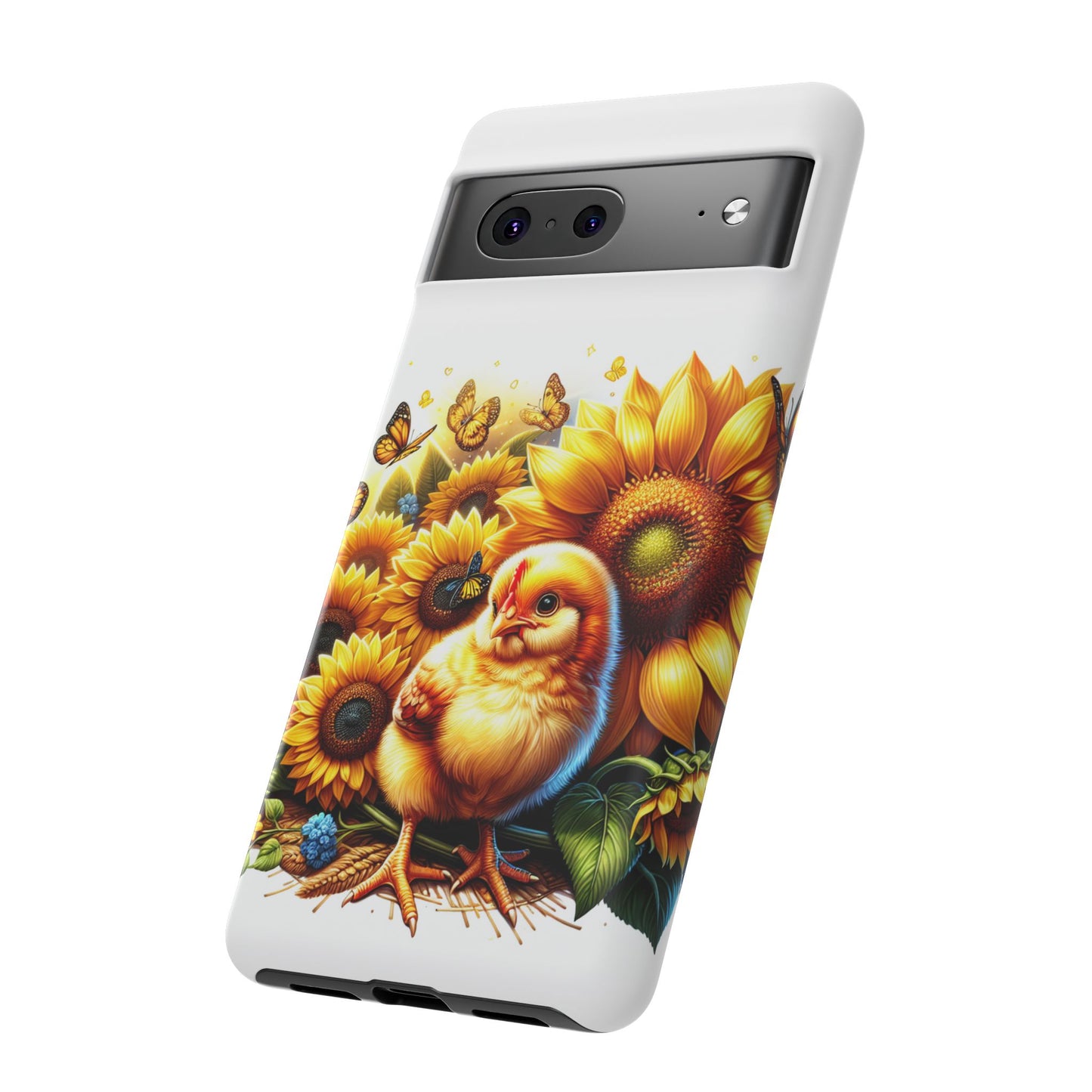 Cute Chicken With Sunflowers and Butterflies Phone Case