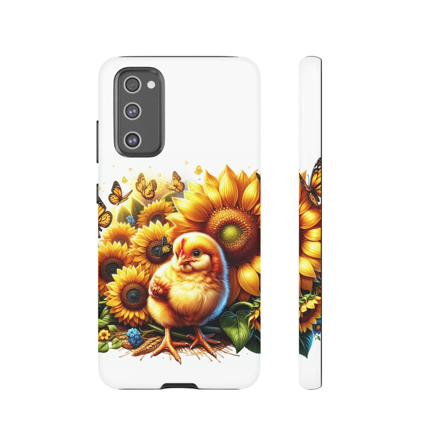 Cute Chicken With Sunflowers and Butterflies Phone Case