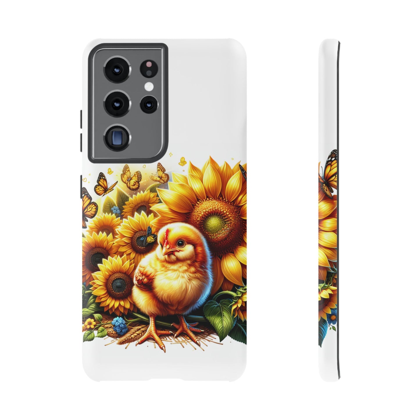 Cute Chicken With Sunflowers and Butterflies Phone Case