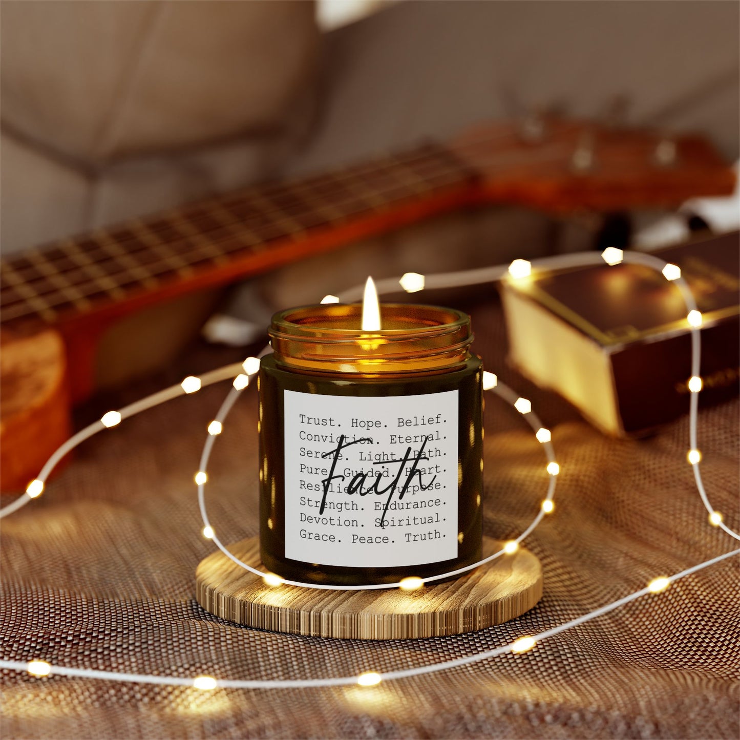 Inspirational Faith Over All Candle with Positive Affirmations (4oz & 9oz) - Faith & Serenity
