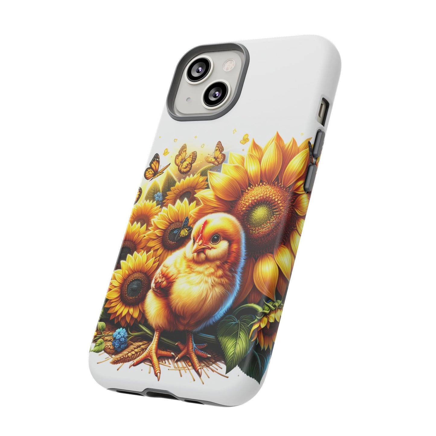 Cute Chicken With Sunflowers and Butterflies Phone Case