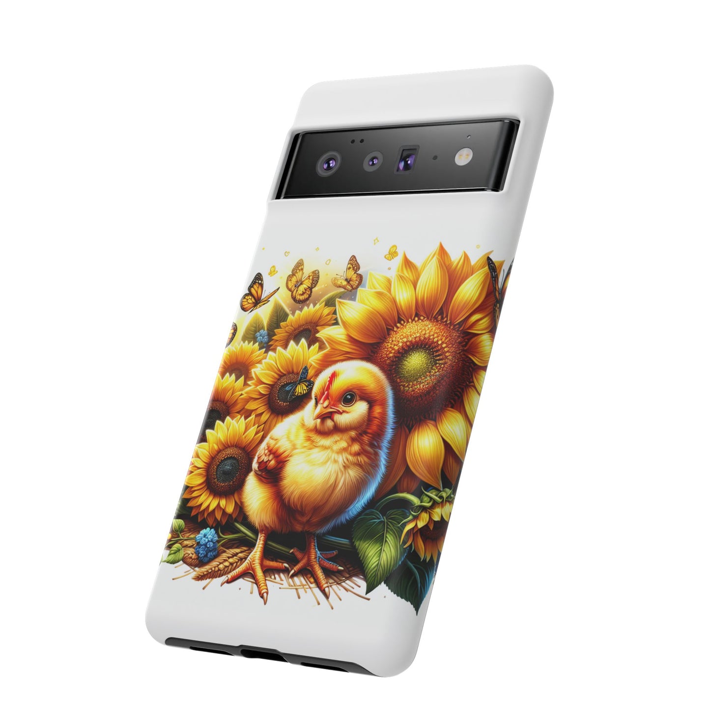 Cute Chicken With Sunflowers and Butterflies Phone Case