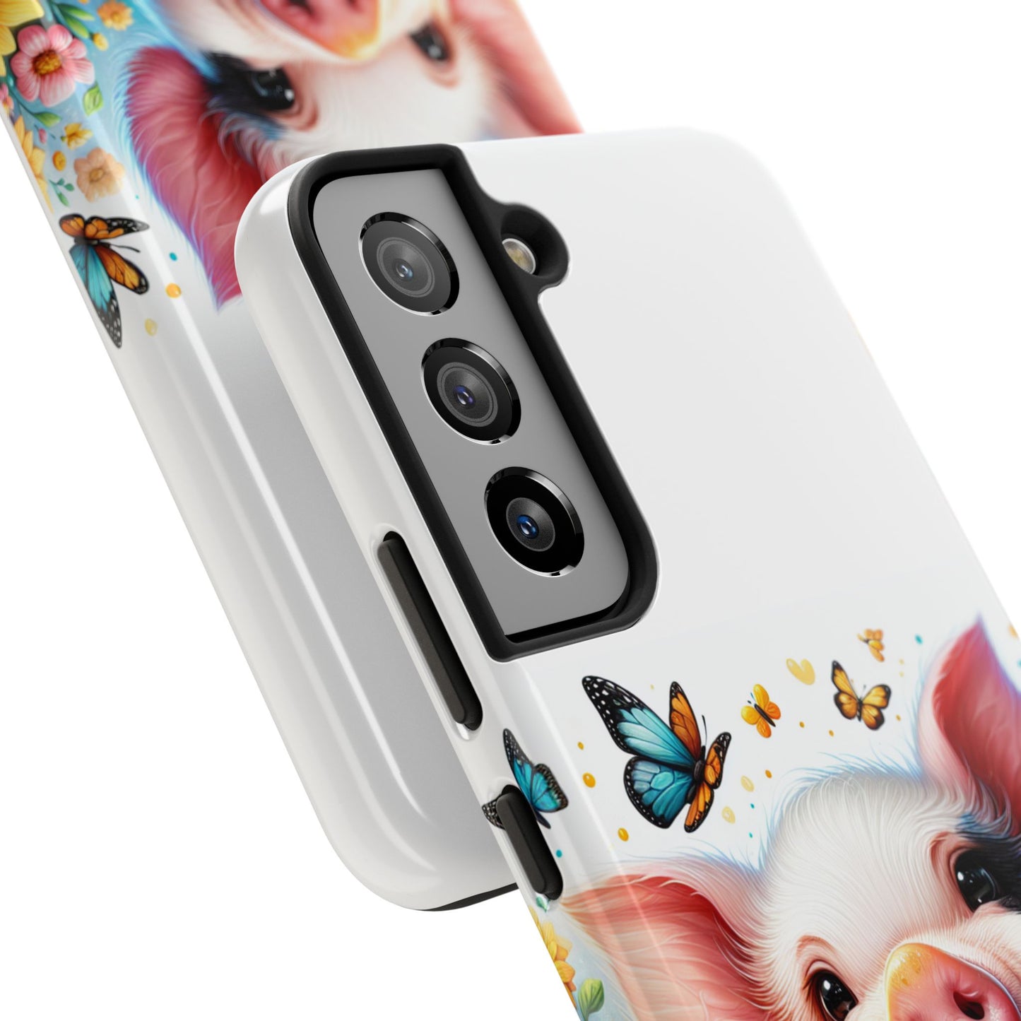 Cute Pig Surrounded With Sunflowers and Butterflies Phone Case