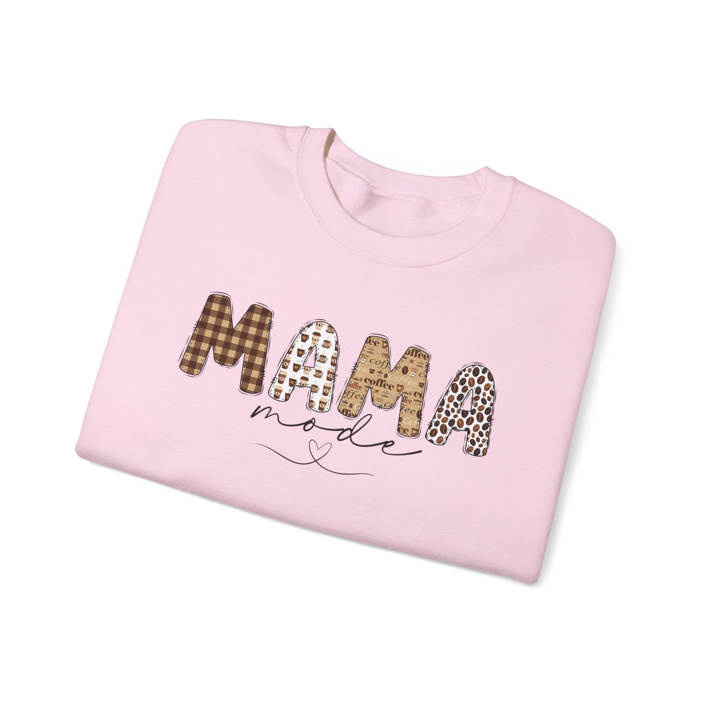 Mama Mode Sweatshirt | Cozy Gift for Moms, Casual Wear, Birthday, Mother's Day, Everyday Comfort, Mom Life, Coffee Lovers, Leopard Print, Cozy Plaid