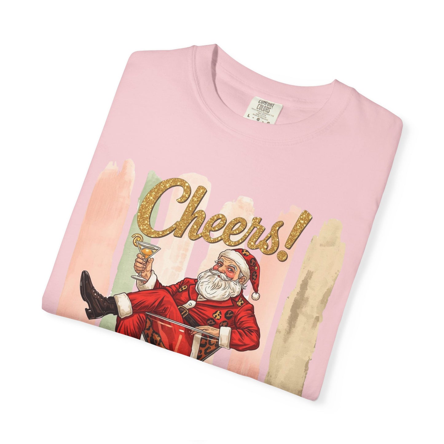 Christmas T-Shirt — Vintage Santa Claus “Cheers!” Holiday Tee, Funny Retro Christmas, Holiday Cocktail Shirt