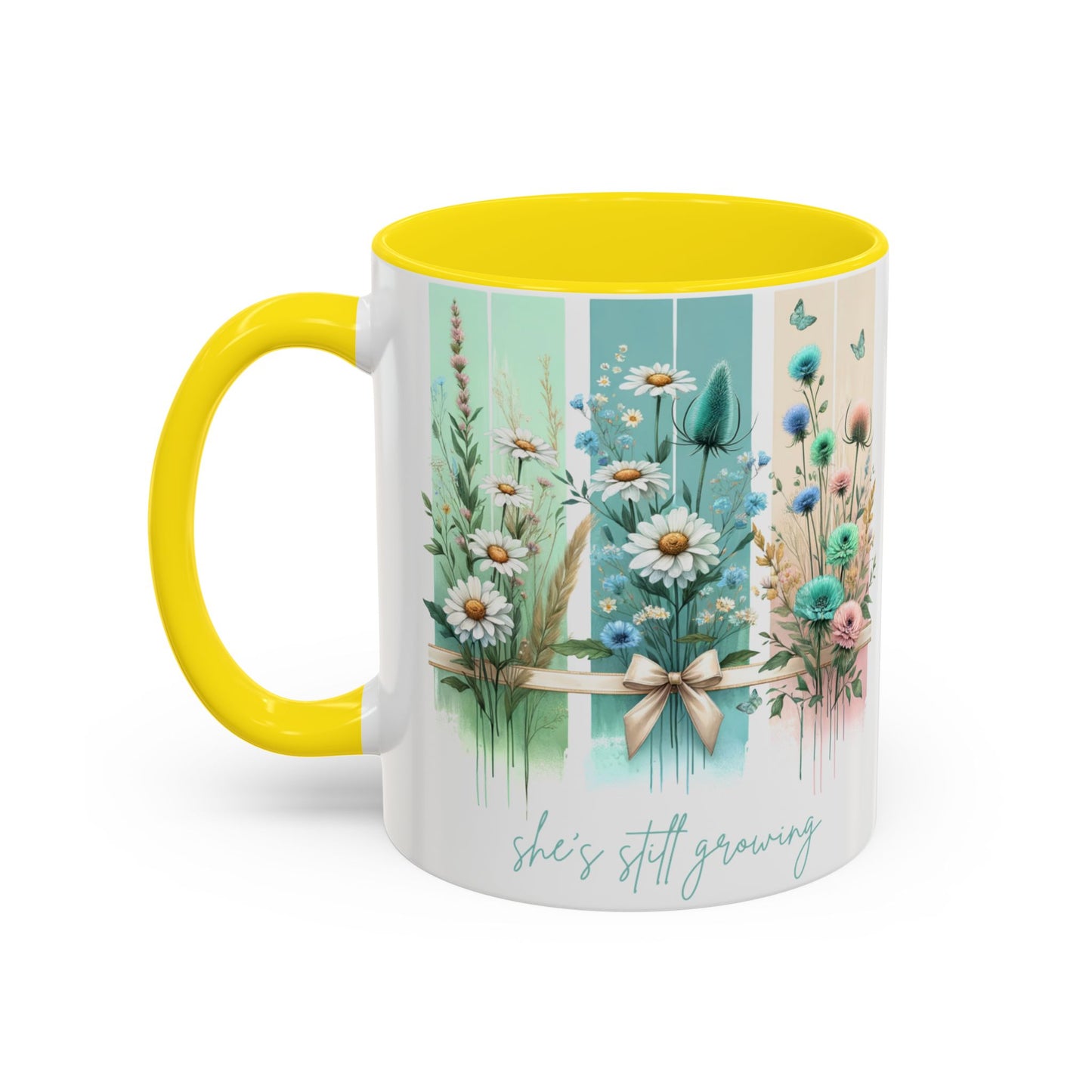 She’s Still Growing Mug | Floral Watercolor Inspirational Coffee Cup