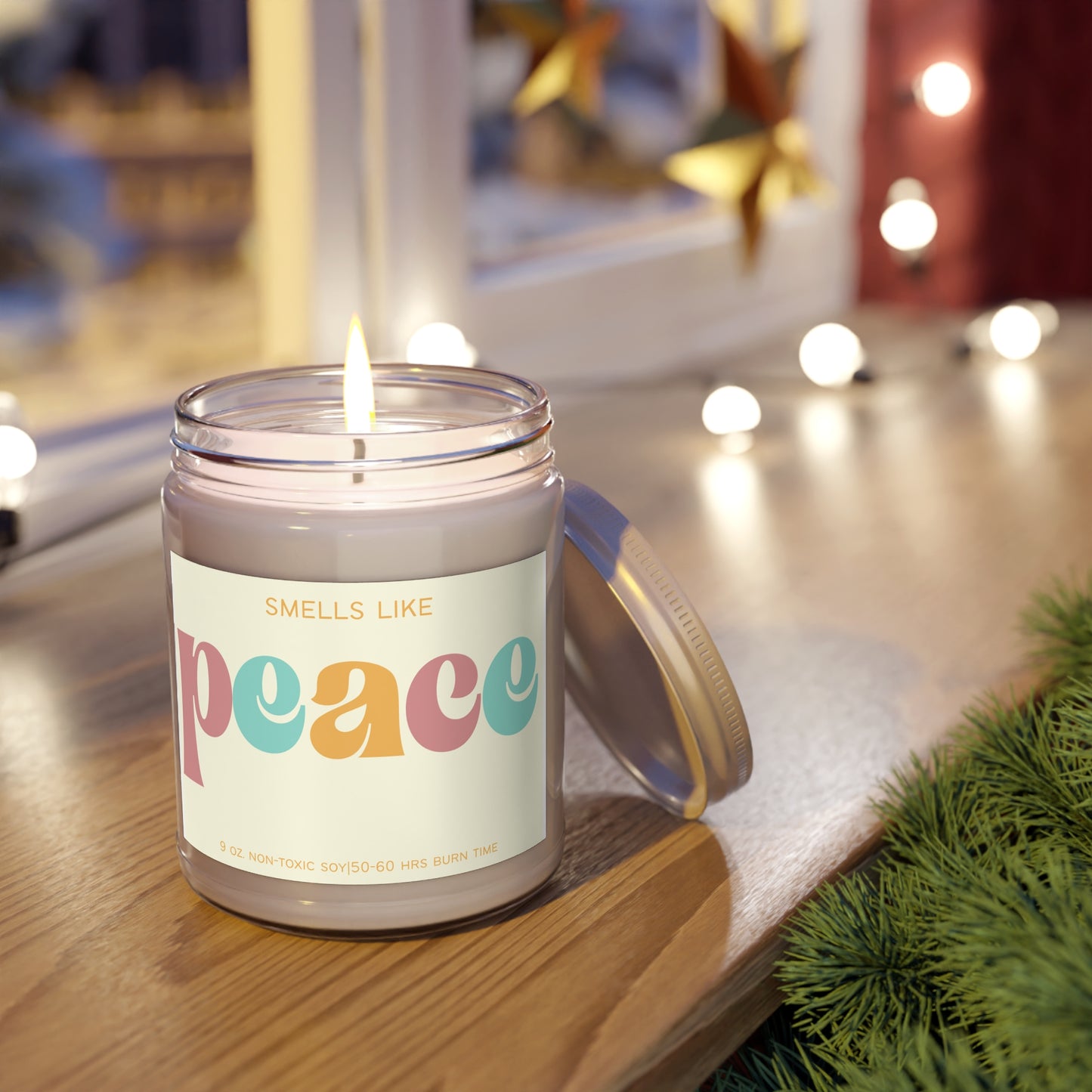Smells Like Peace Soy Candle — 9oz Scented Candle for Mental Health Workers & Mindful Living