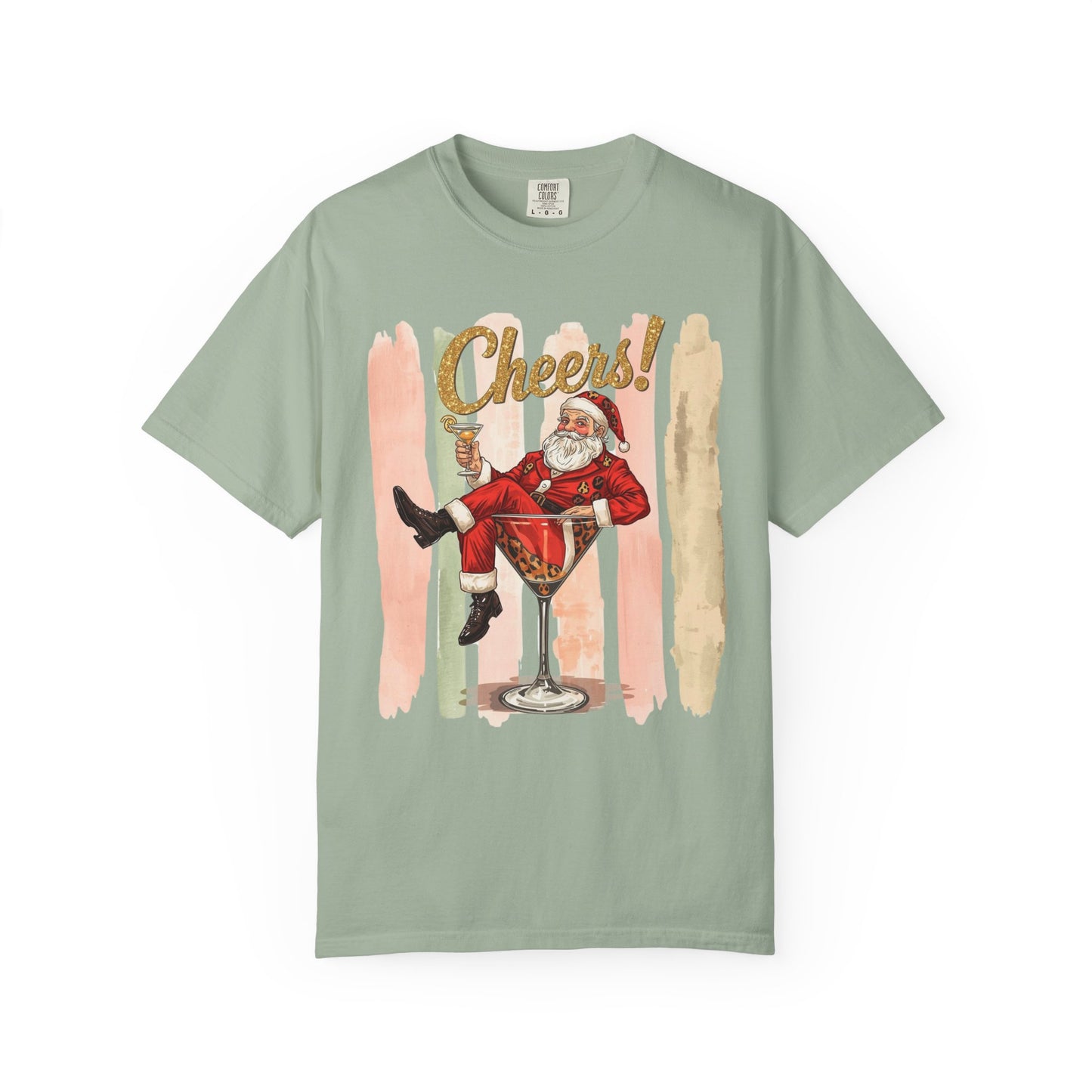 Christmas T-Shirt — Vintage Santa Claus “Cheers!” Holiday Tee, Funny Retro Christmas, Holiday Cocktail Shirt