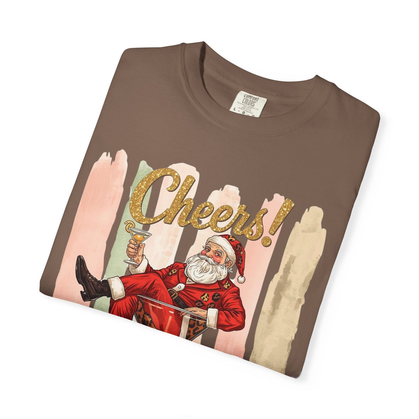 Christmas T-Shirt — Vintage Santa Claus “Cheers!” Holiday Tee, Funny Retro Christmas, Holiday Cocktail Shirt
