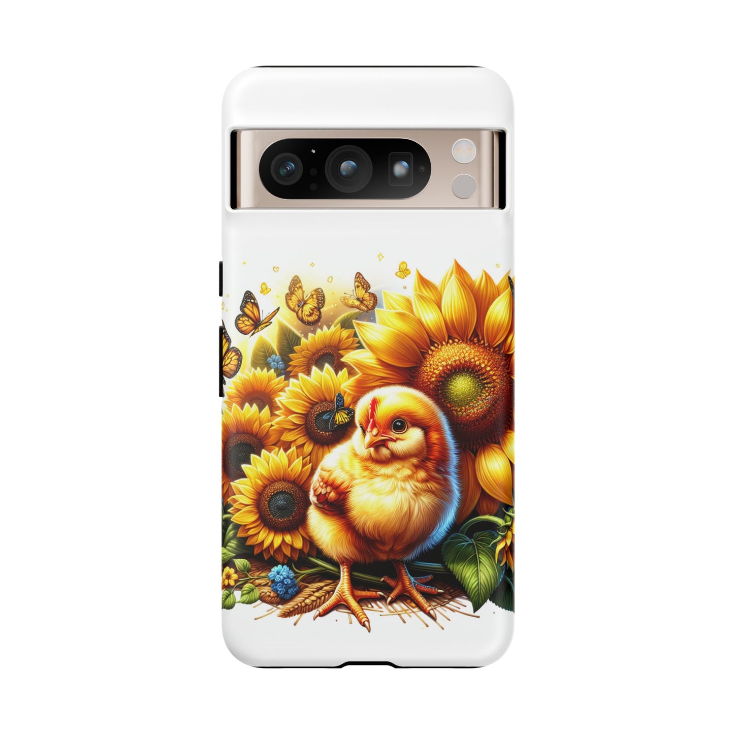 Cute Chicken With Sunflowers and Butterflies Phone Case