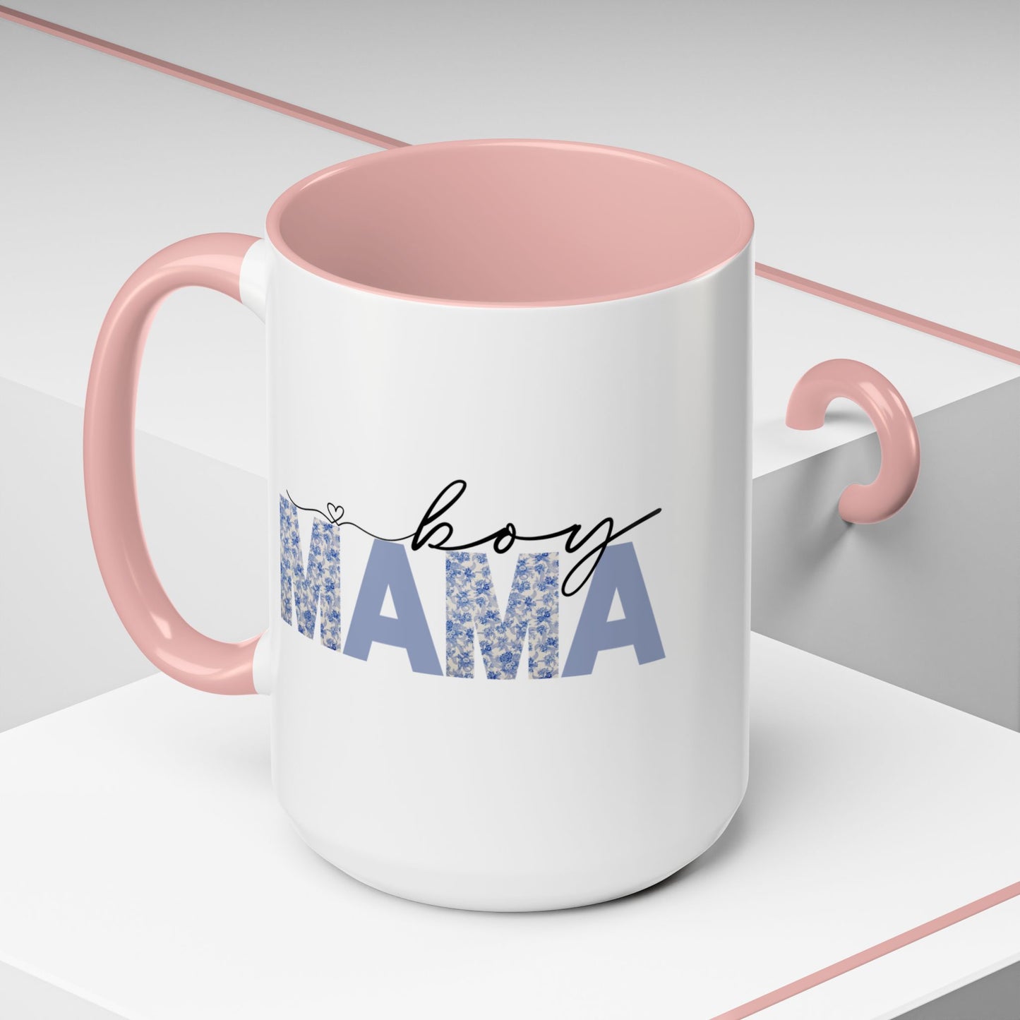 Boy Mama Floral Heart Mug | Cute Mom Life Coffee Cup, Perfect Gift for Mothers