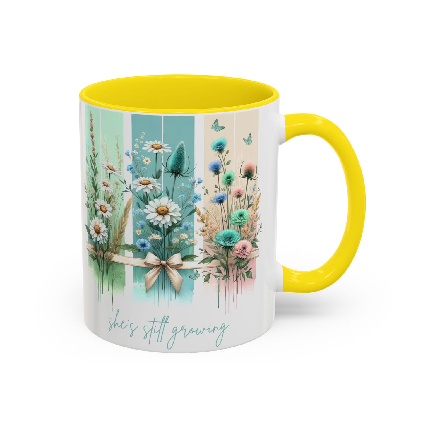 She’s Still Growing Mug | Floral Watercolor Inspirational Coffee Cup