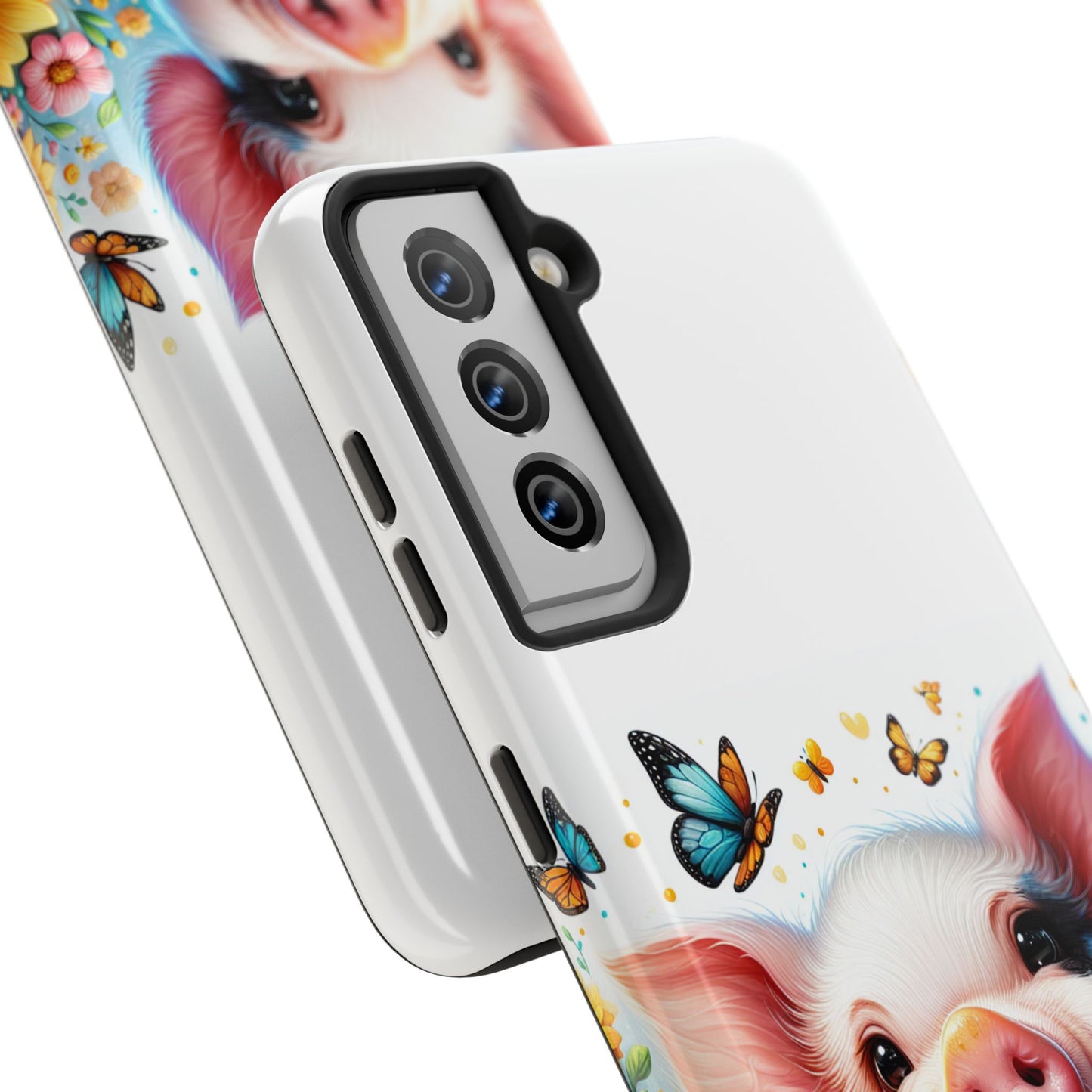 Cute Pig Surrounded With Sunflowers and Butterflies Phone Case