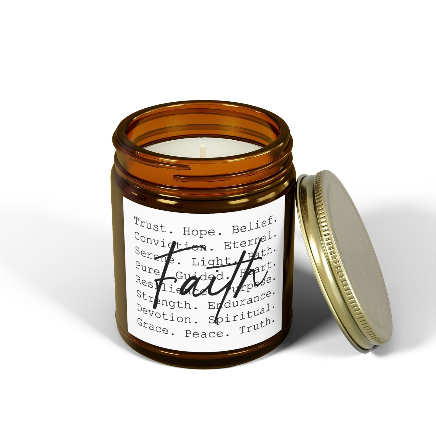 Inspirational Faith Over All Candle with Positive Affirmations (4oz & 9oz) - Faith & Serenity
