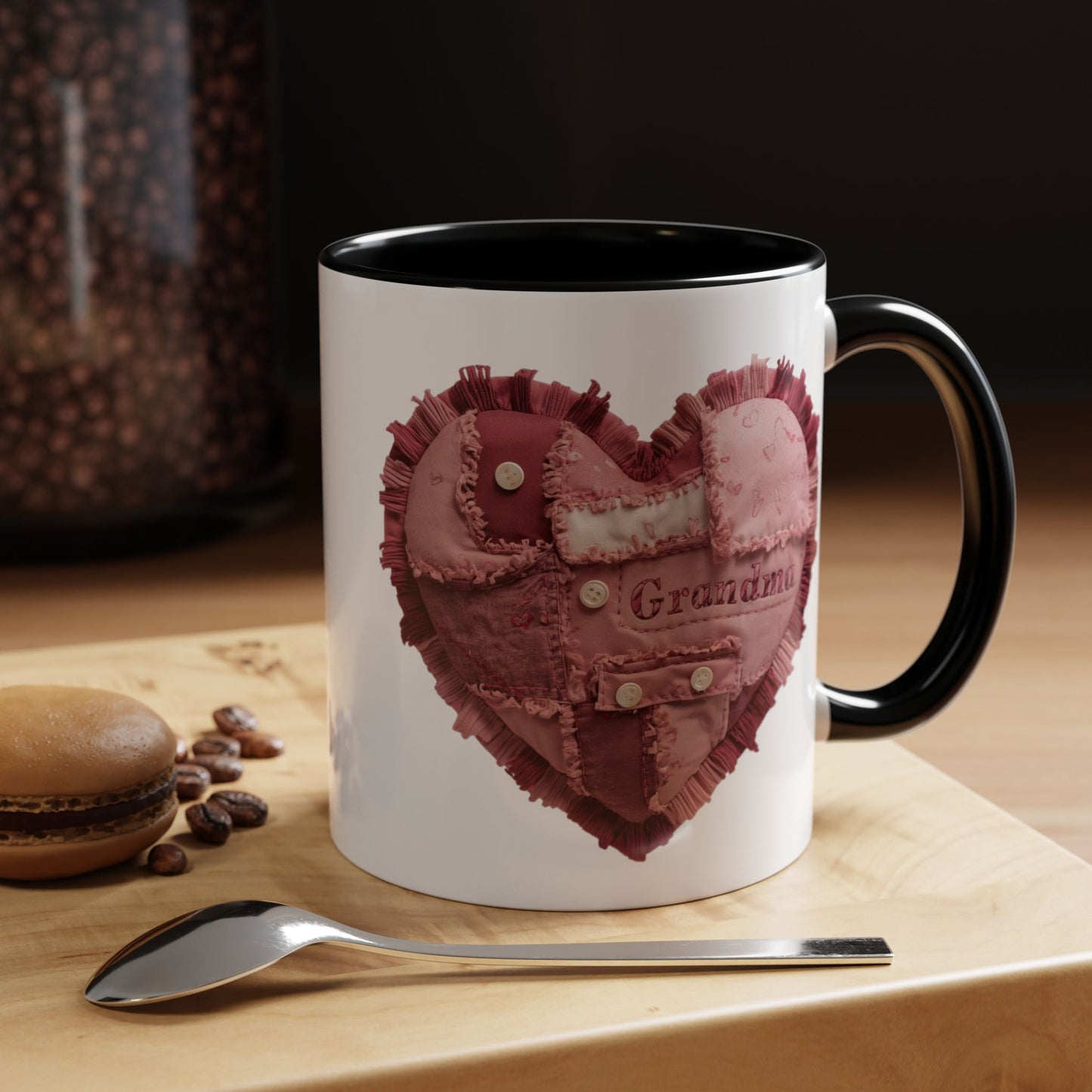 Pink Patchwork Heart Grandma Mug | Cozy Quilted Design | Holiday Gift for Grandma