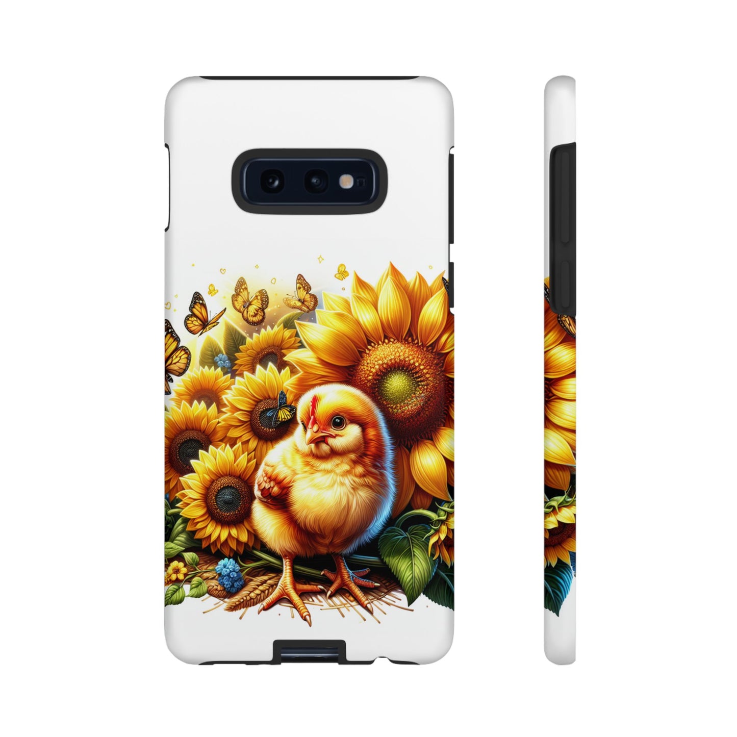 Cute Chicken With Sunflowers and Butterflies Phone Case