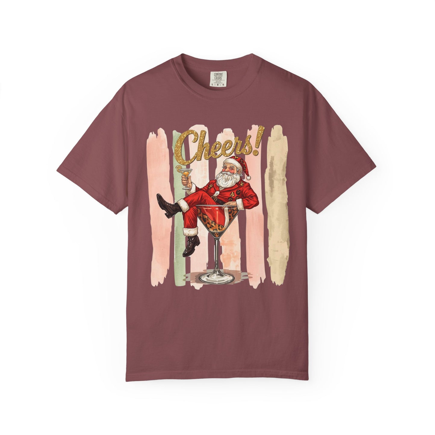 Christmas T-Shirt — Vintage Santa Claus “Cheers!” Holiday Tee, Funny Retro Christmas, Holiday Cocktail Shirt