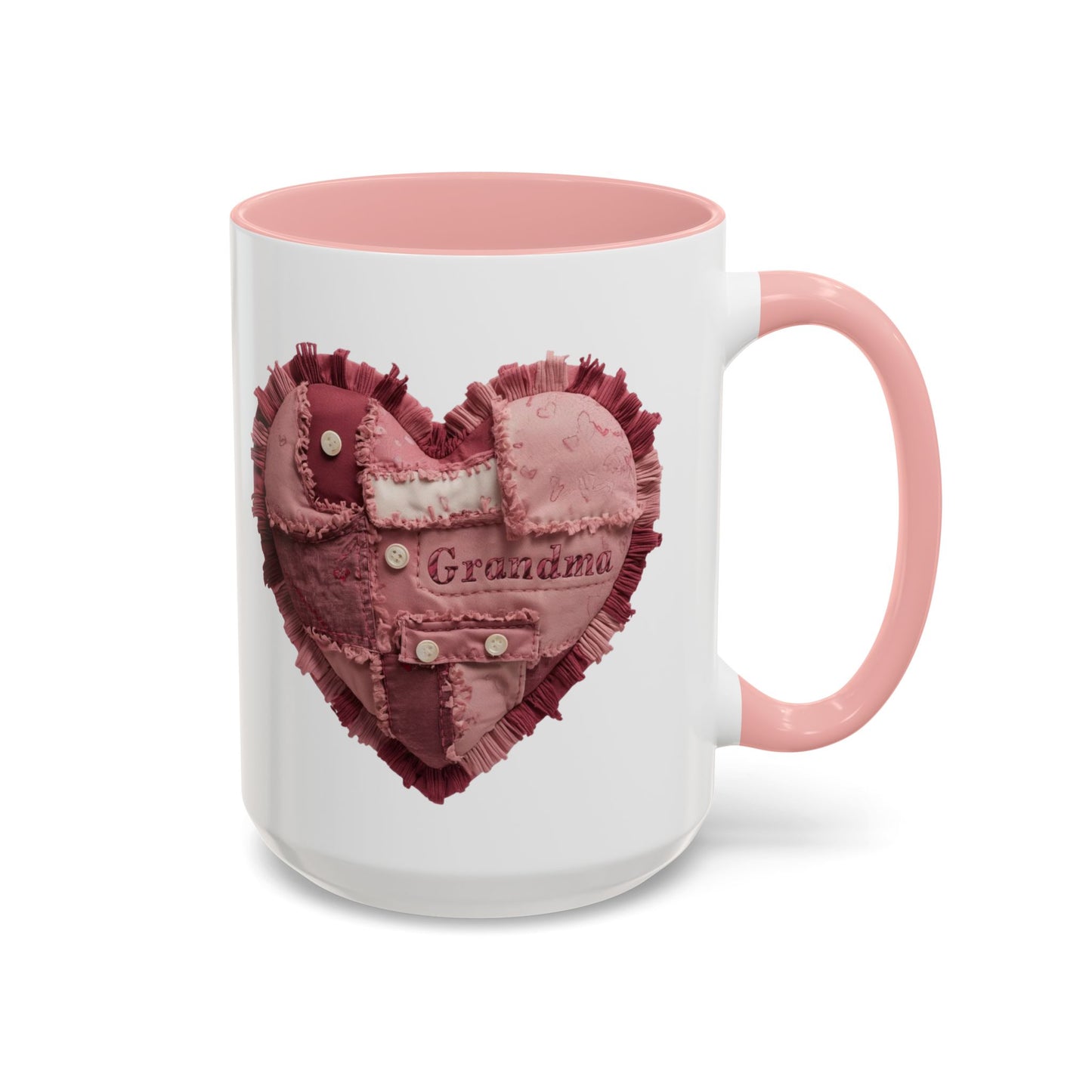 Pink Patchwork Heart Grandma Mug | Cozy Quilted Design | Holiday Gift for Grandma