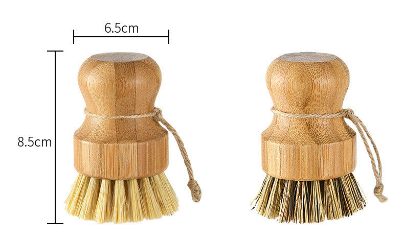 Bamboo Wooden Pots Dishes Sinks Stoves Cleaning Brushes Kitchen Round Handles Convenient Tools