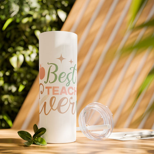 Best Teacher Ever Skinny Tumbler with Straw, 20oz, Gifts for Teachers, Gifts for Educators, Appreciation Gifts