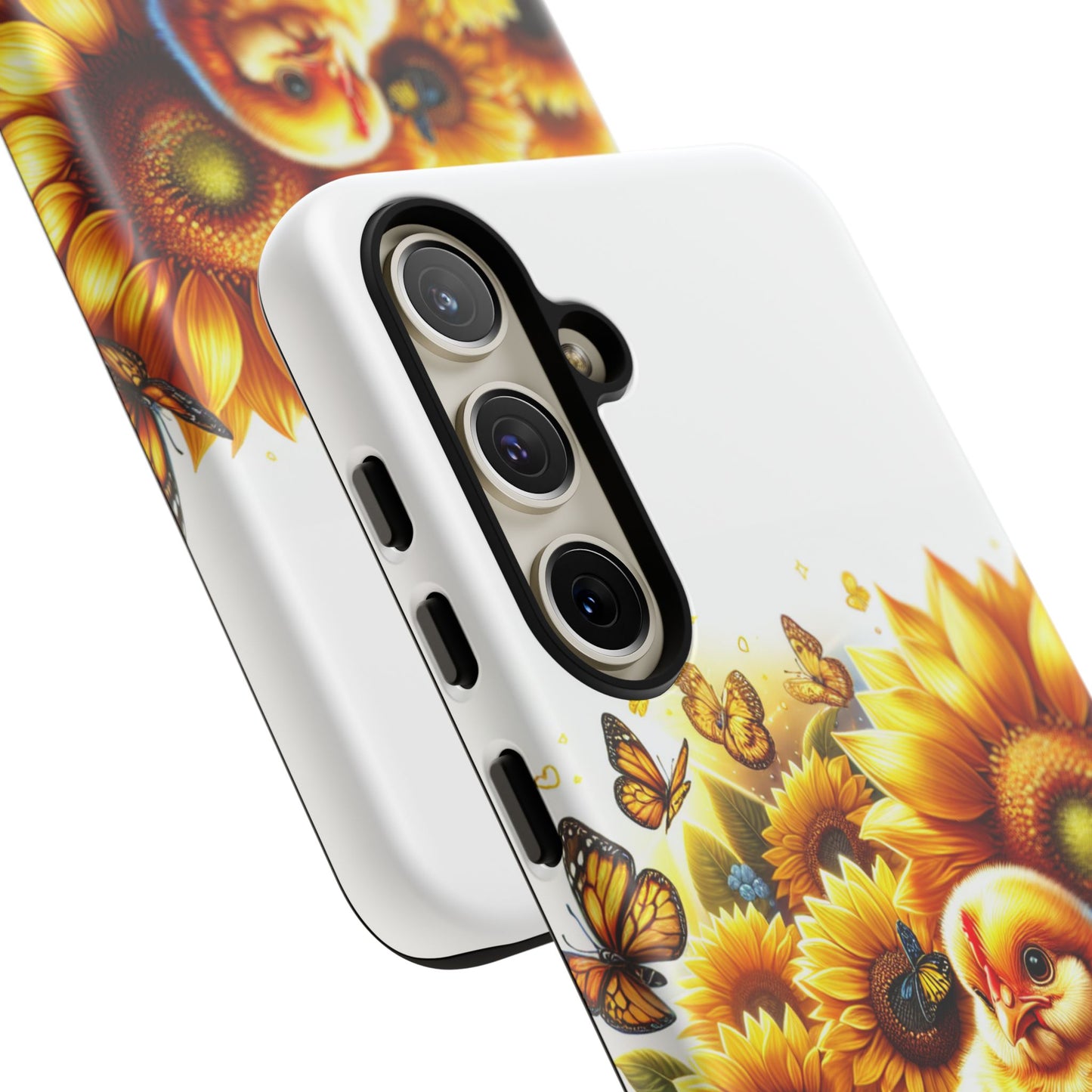 Cute Chicken With Sunflowers and Butterflies Phone Case