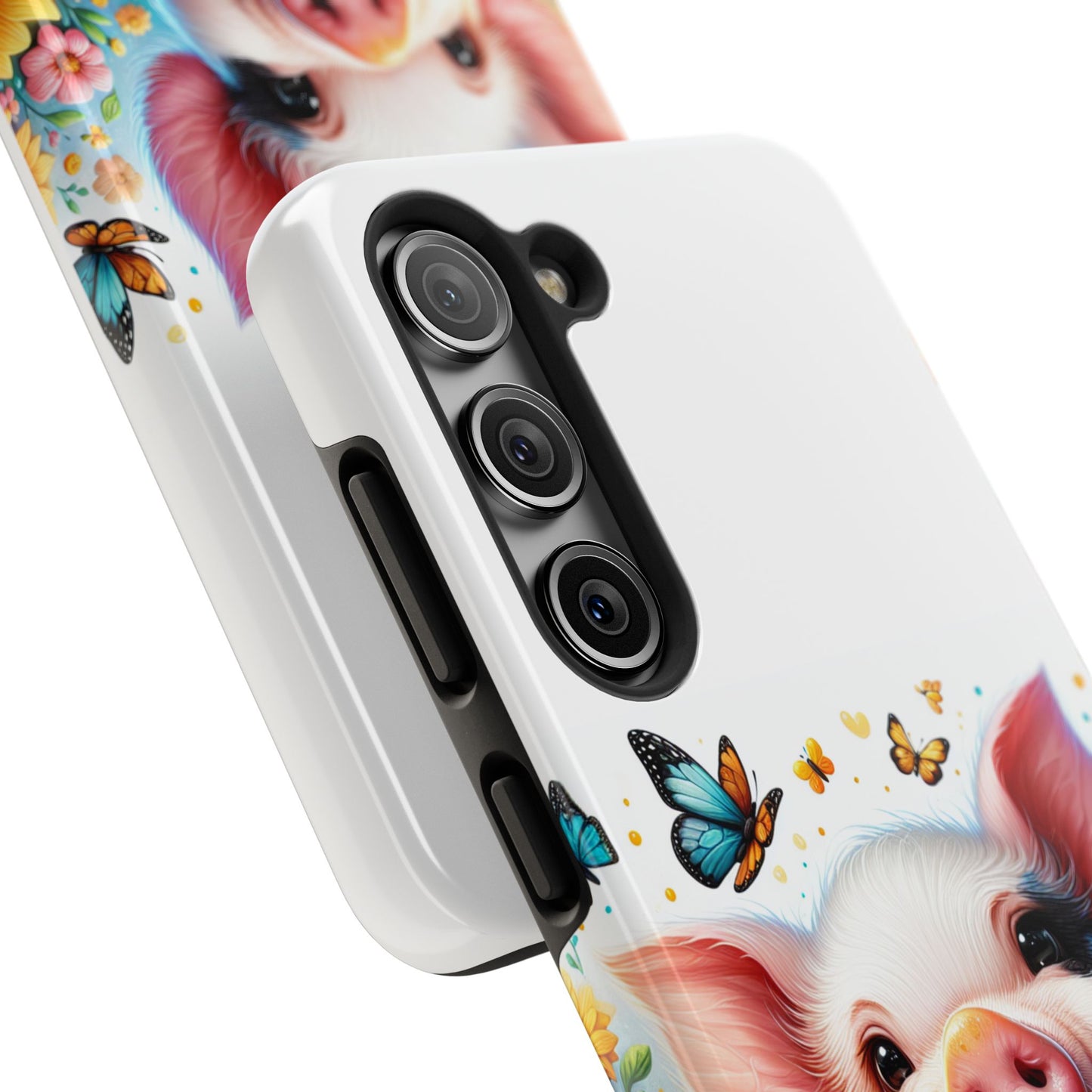 Cute Pig Surrounded With Sunflowers and Butterflies Phone Case