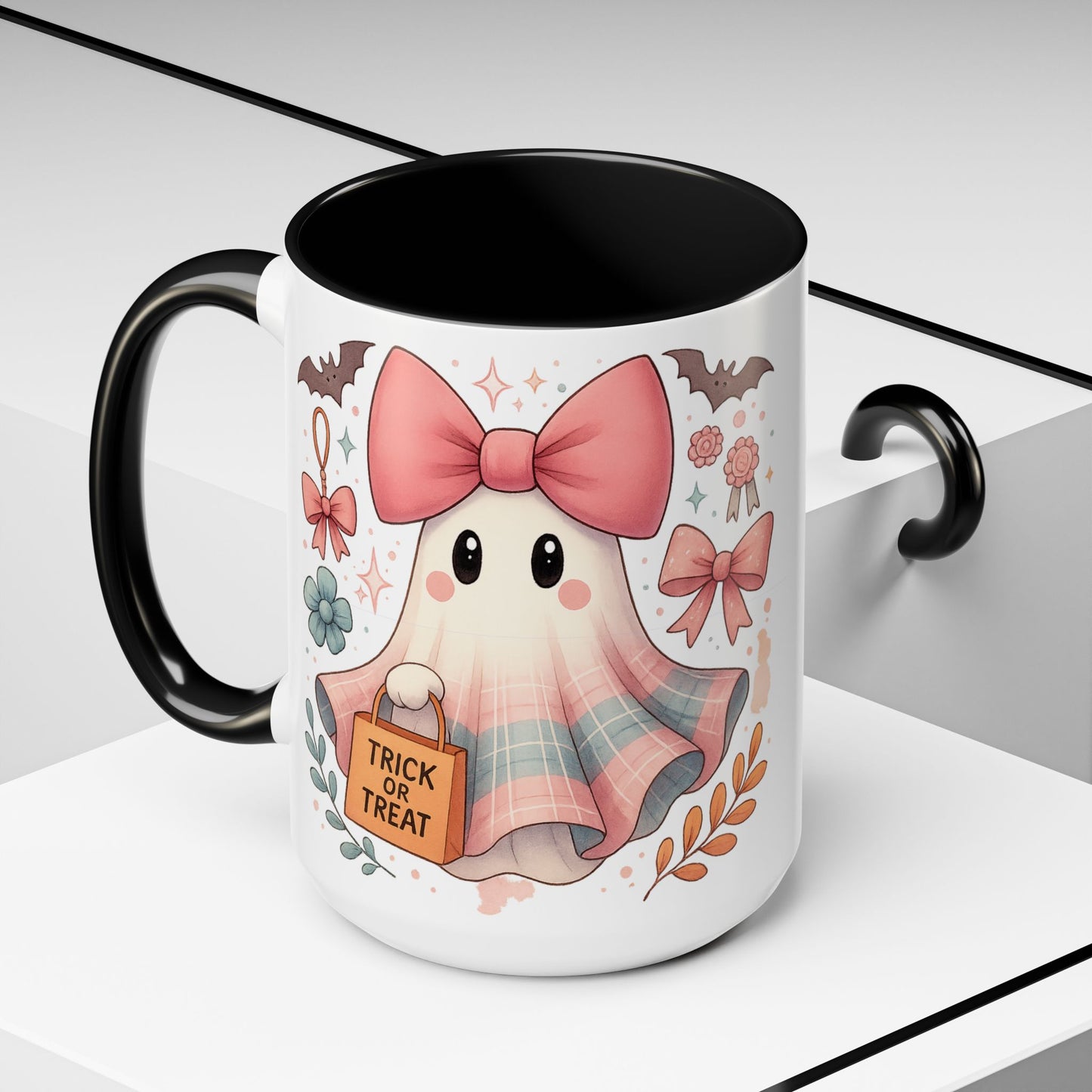 Spooky Ghost Accent Coffee Mug | Halloween Decor, Cute Gift, Fall Celebration, Cozy Autumn Vibe, Drinkware