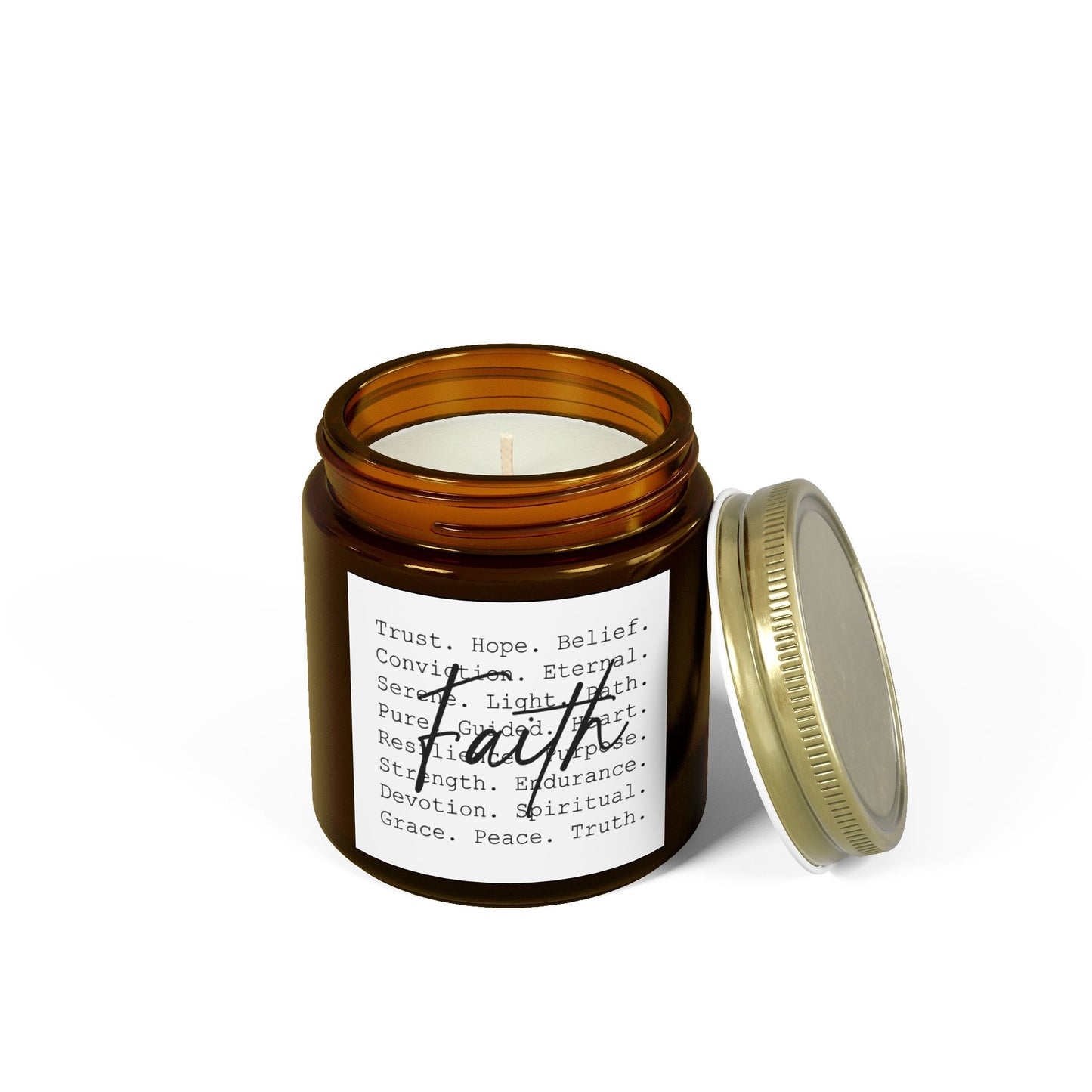 Inspirational Faith Over All Candle with Positive Affirmations (4oz & 9oz) - Faith & Serenity