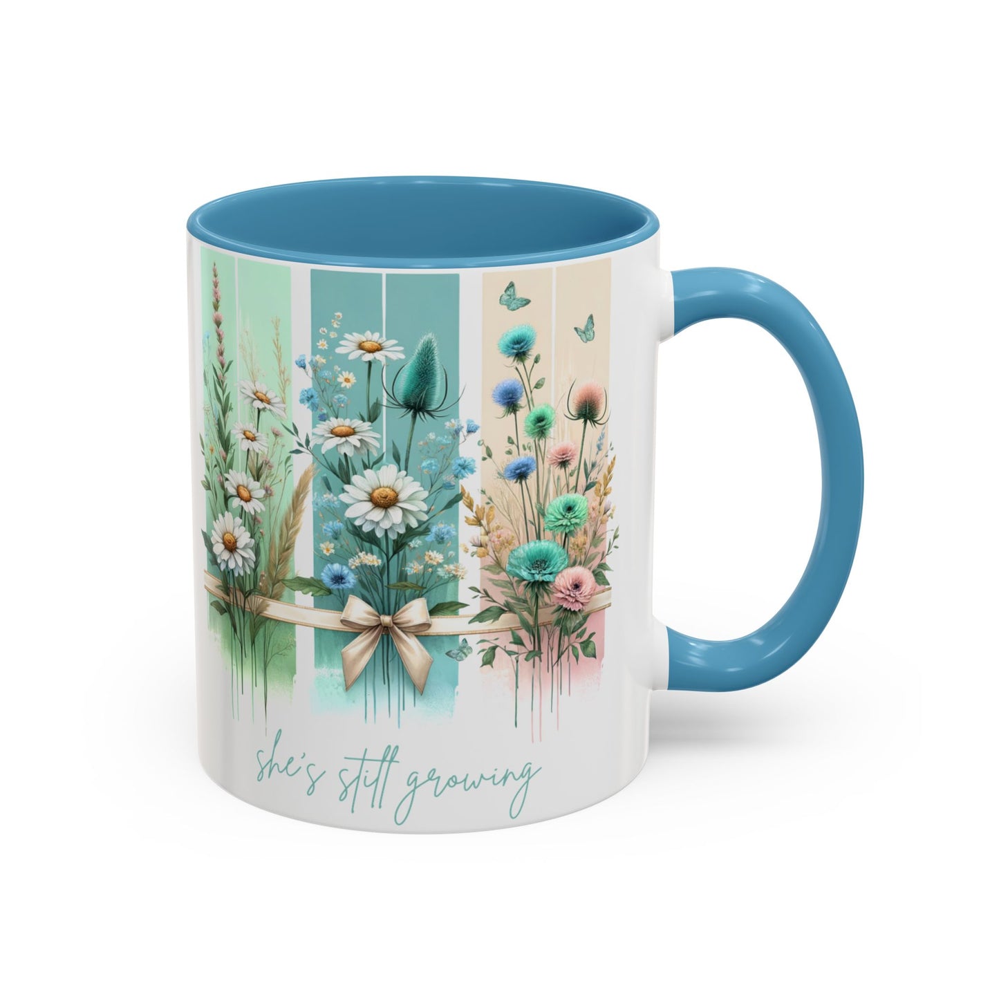 She’s Still Growing Mug | Floral Watercolor Inspirational Coffee Cup