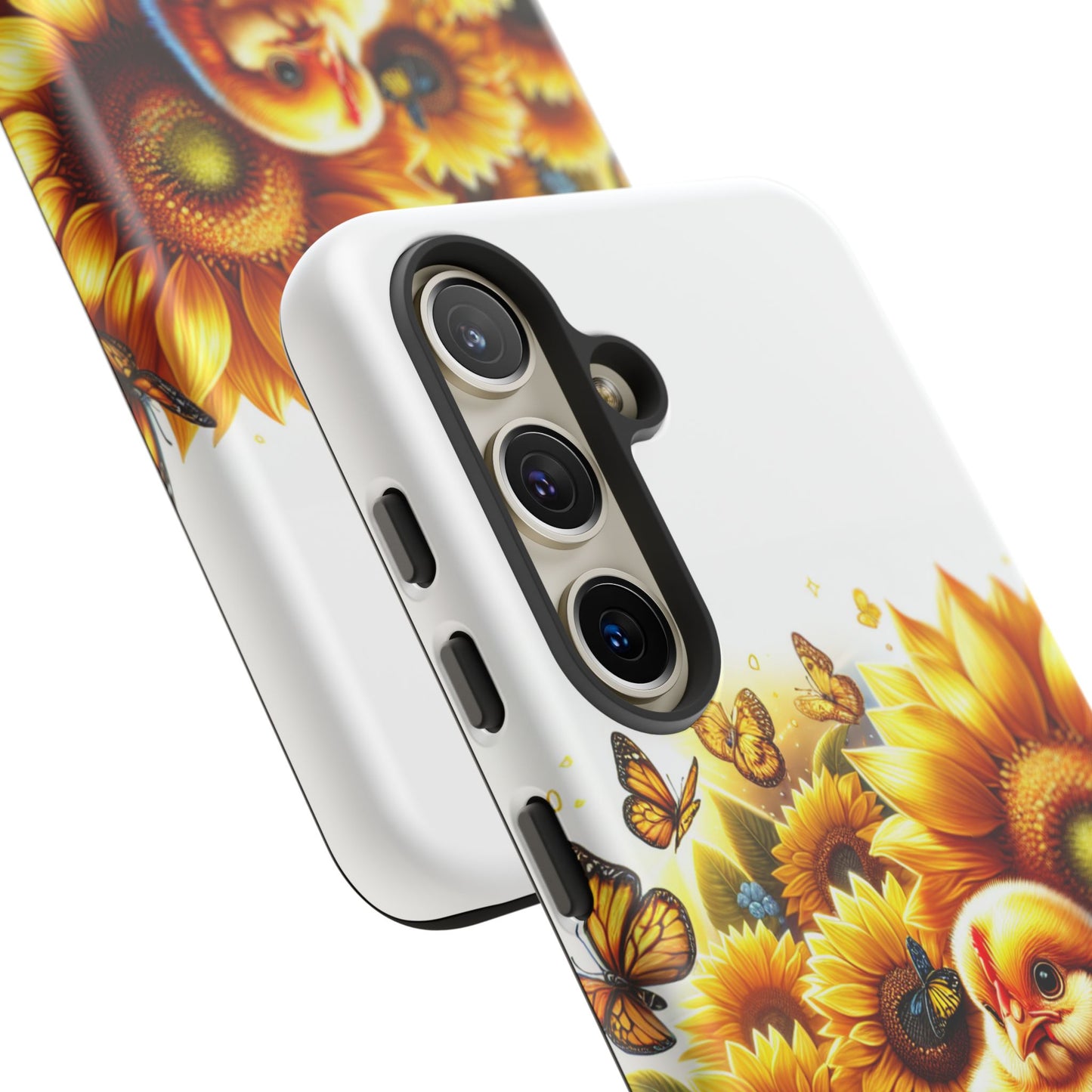 Cute Chicken With Sunflowers and Butterflies Phone Case