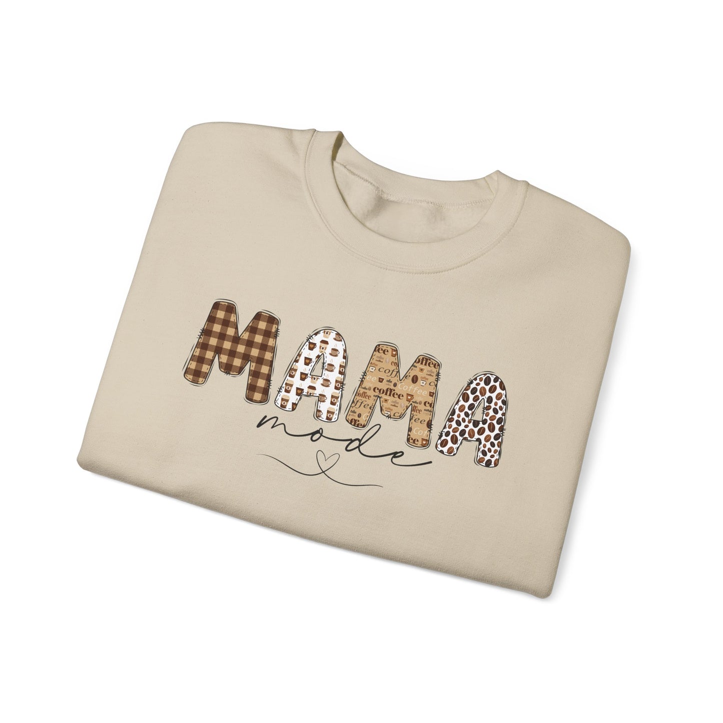 Mama Mode Sweatshirt | Cozy Gift for Moms, Casual Wear, Birthday, Mother's Day, Everyday Comfort, Mom Life, Coffee Lovers, Leopard Print, Cozy Plaid