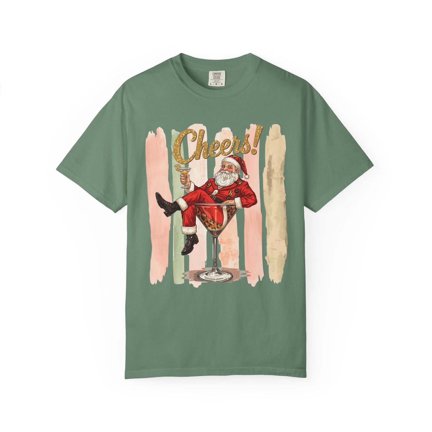 Christmas T-Shirt — Vintage Santa Claus “Cheers!” Holiday Tee, Funny Retro Christmas, Holiday Cocktail Shirt