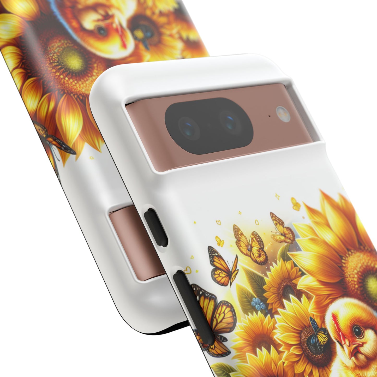 Cute Chicken With Sunflowers and Butterflies Phone Case