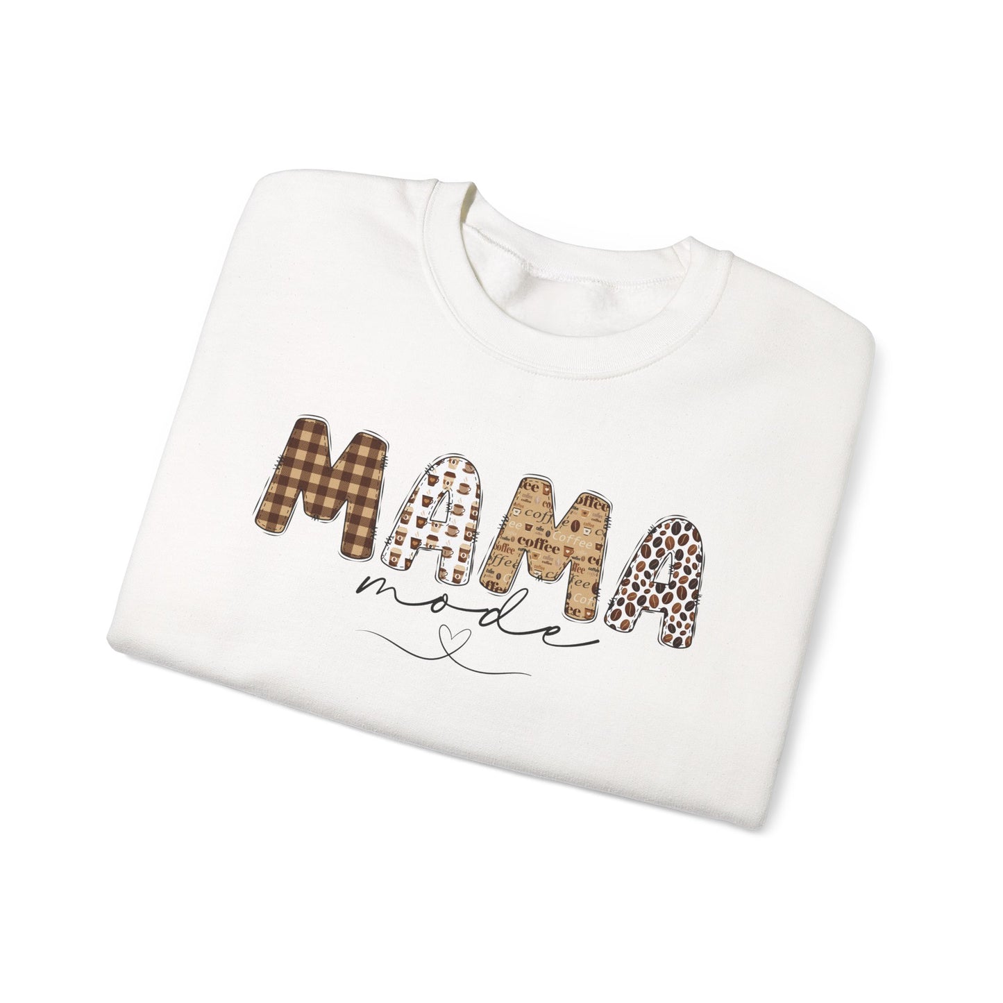 Mama Mode Sweatshirt | Cozy Gift for Moms, Casual Wear, Birthday, Mother's Day, Everyday Comfort, Mom Life, Coffee Lovers, Leopard Print, Cozy Plaid