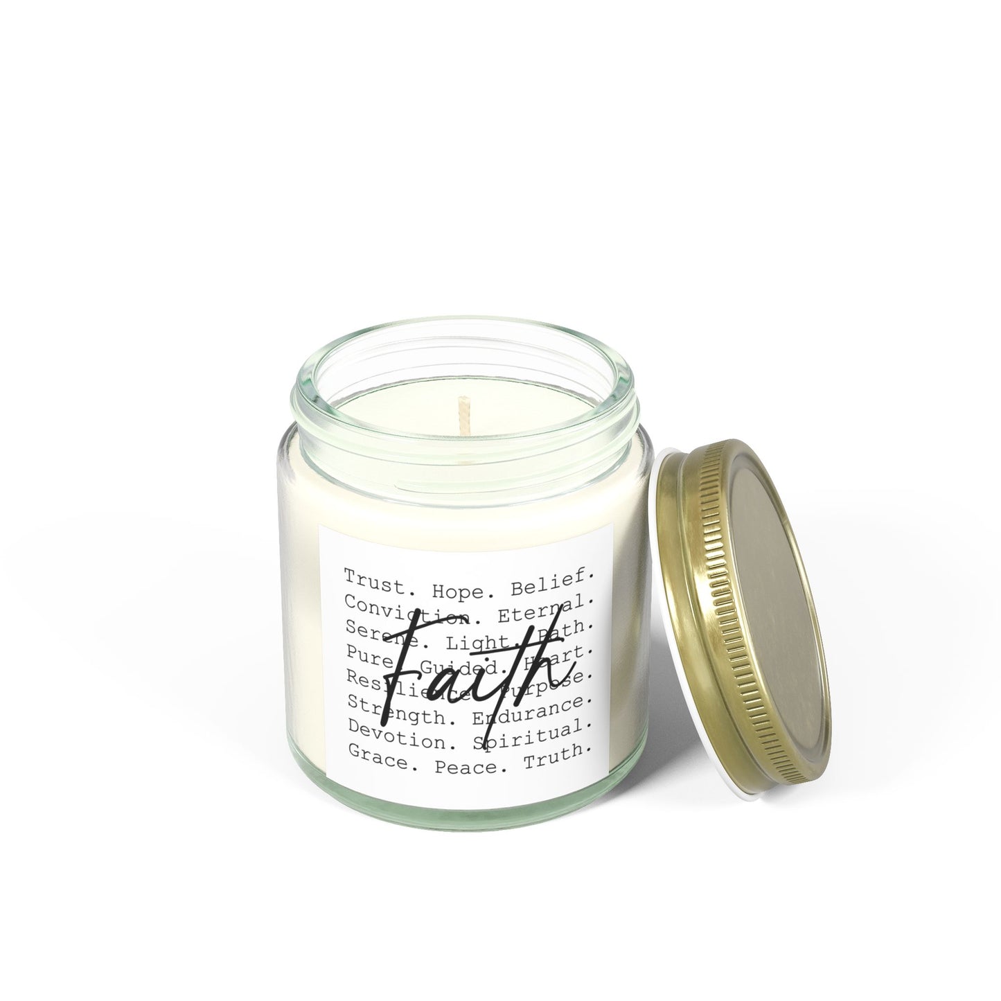 Inspirational Faith Over All Candle with Positive Affirmations (4oz & 9oz) - Faith & Serenity