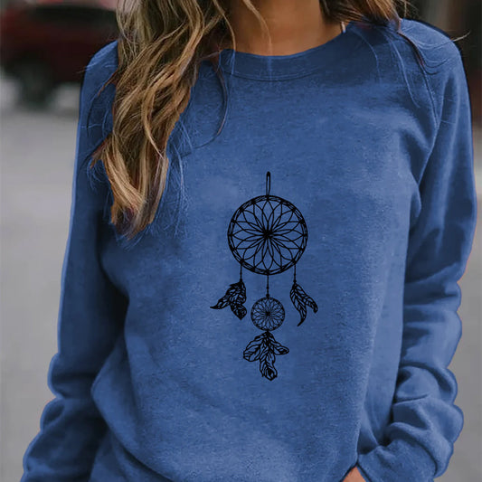 Women's Ethnic Print Oversized Sweatshirt