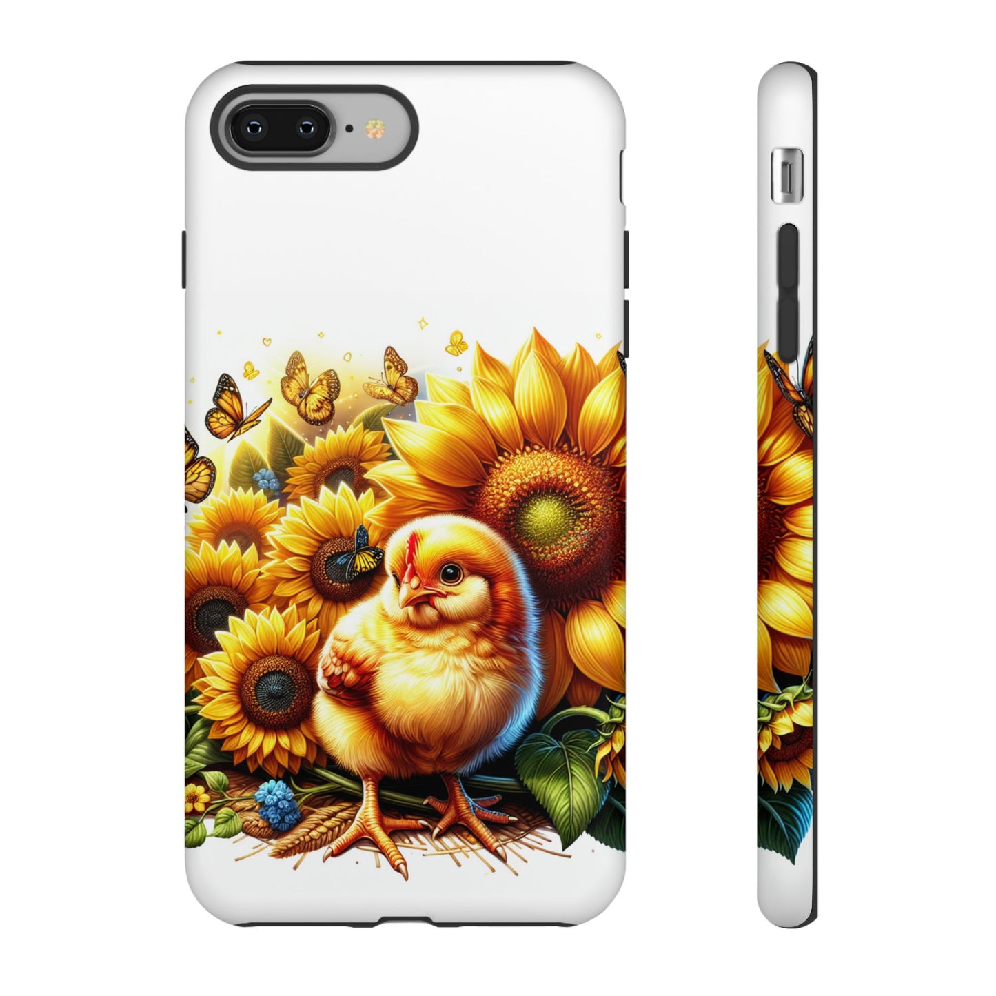 Cute Chicken With Sunflowers and Butterflies Phone Case