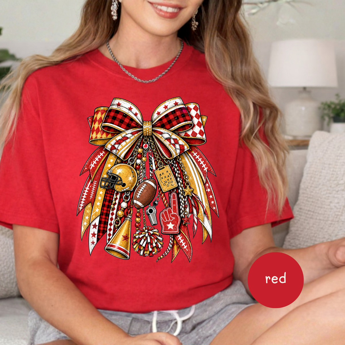 Game Day Shirt, Comfort Colors Football T-Shirt, Fall Football Tee, Team Spirit Apparel, Football Mom Shirt, Red & Yellow