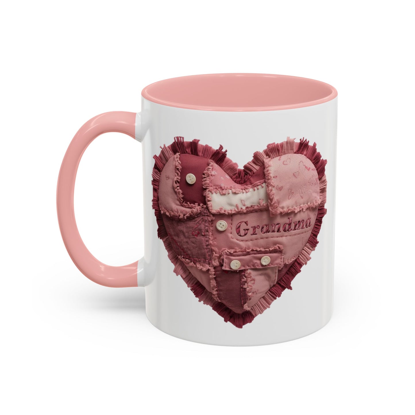 Pink Patchwork Heart Grandma Mug | Cozy Quilted Design | Holiday Gift for Grandma