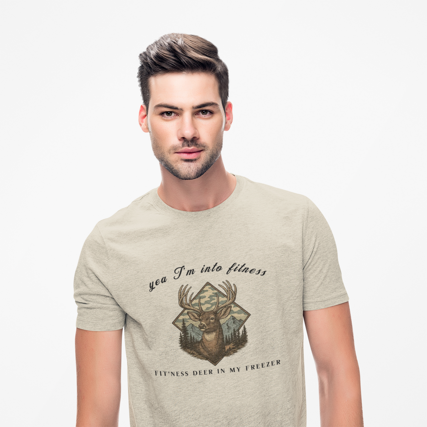 Vintage Deer T-Shirt — "Yea I'm Into Fitness (Fitness Deer in My Freezer)" Outdoors Graphic Tee