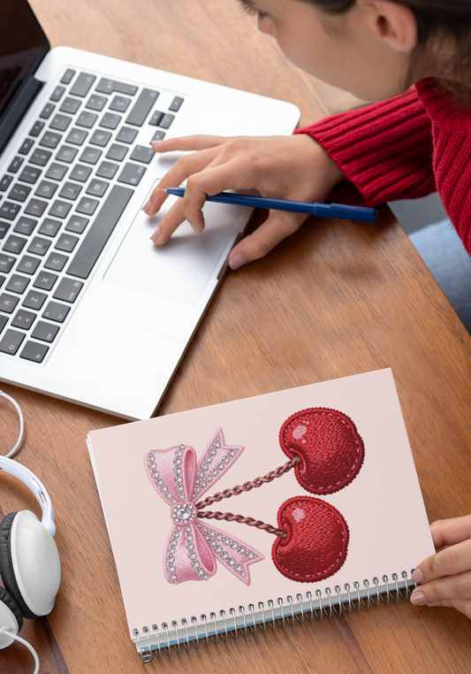 Cute Crochet Cherries Spiral Notebook , Ruled Journal