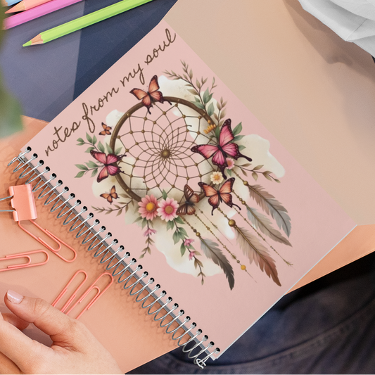 Boho Butterfly Dreamcatcher Ruled Spiral Notebook — Notes From My Soul Journal