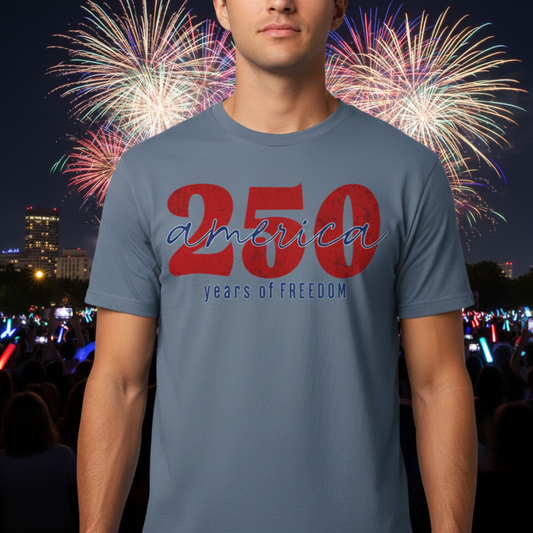 America Celebrates 250 Years of Freedom 4th of July Patriotic T-shirt