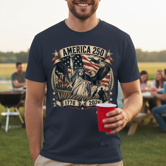 USA 250th Freedom Anniversary Patriotic T-Shirt, 4th of July, United States of America 250th Birthday