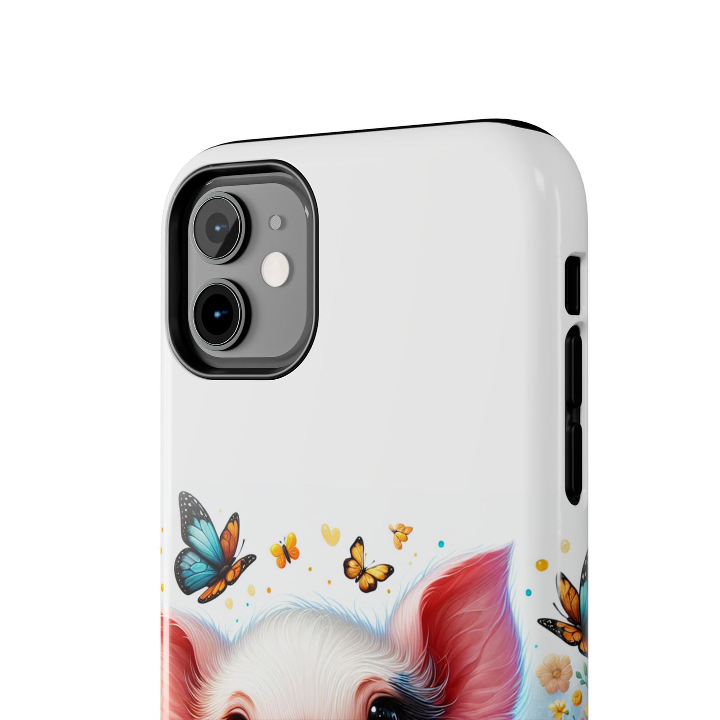 Cute Pig Surrounded With Sunflowers and Butterflies Phone Case