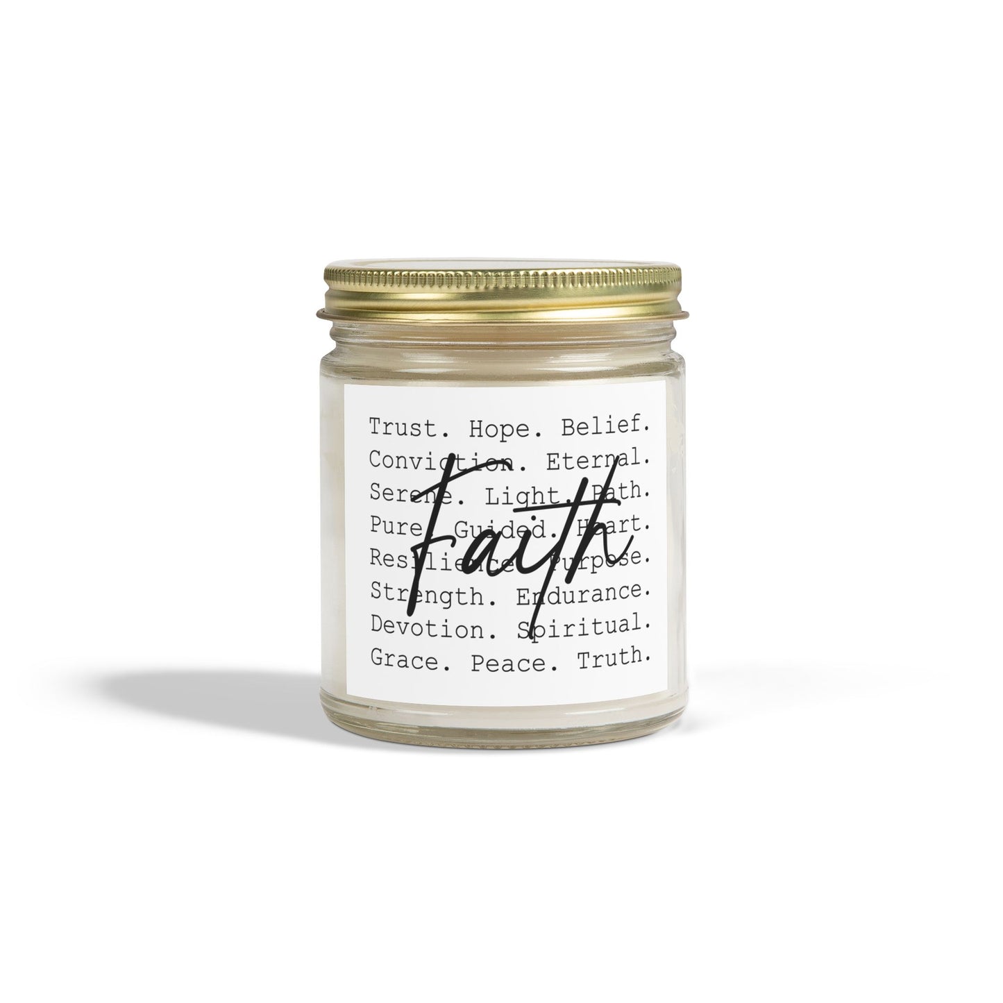 Inspirational Faith Over All Candle with Positive Affirmations (4oz & 9oz) - Faith & Serenity